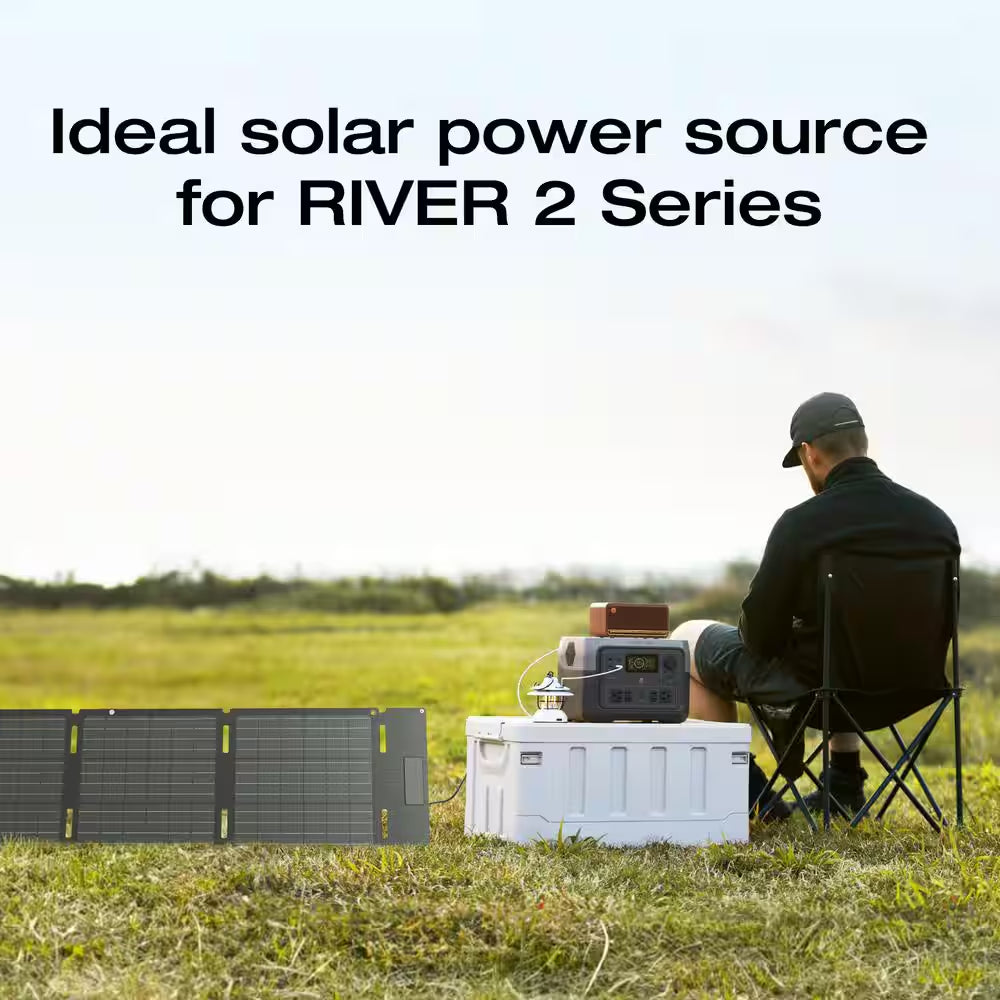 60-Watt Topcon Portable Solar Panel up to 25% Conversion Rate, IP68, Ideal Solar Power Source for RIVER 2 Series