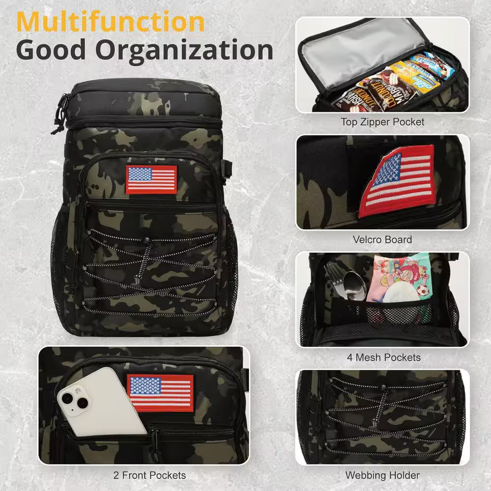 26 Qt. Tactical Insulated Leak-Proof Waterproof Heavy Duty Backpack Cooler for Outdoor Camping Hiking Beach