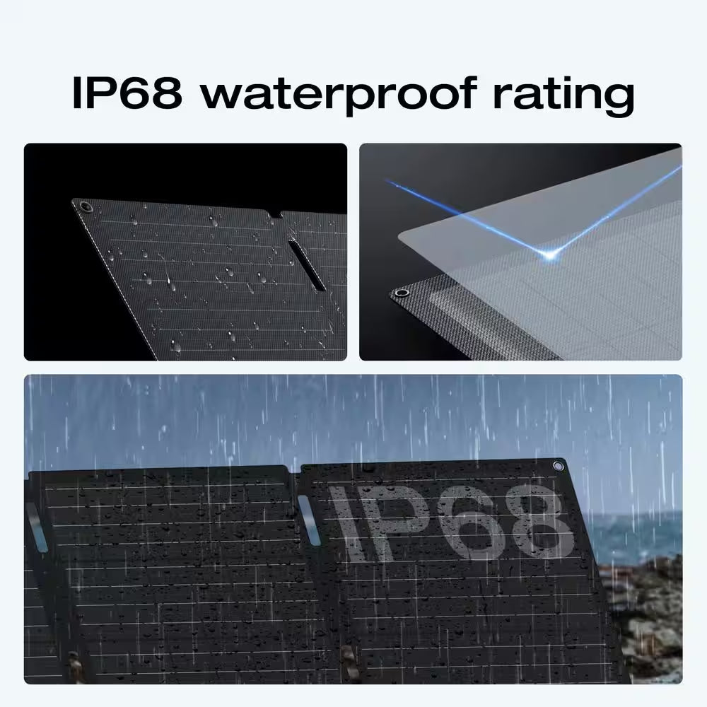 60-Watt Topcon Portable Solar Panel up to 25% Conversion Rate, IP68, Ideal Solar Power Source for RIVER 2 Series