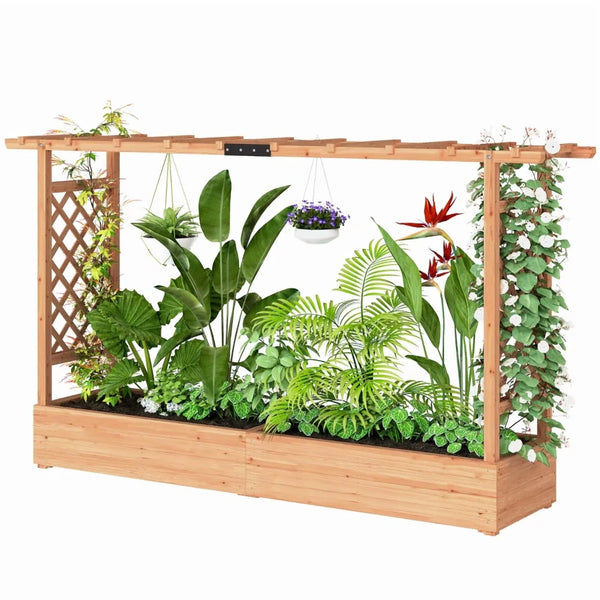 Wooden Planter Box Trellis Planter Raised Garden Bed