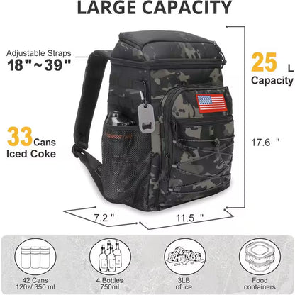 26 Qt. Tactical Insulated Leak-Proof Waterproof Heavy Duty Backpack Cooler for Outdoor Camping Hiking Beach