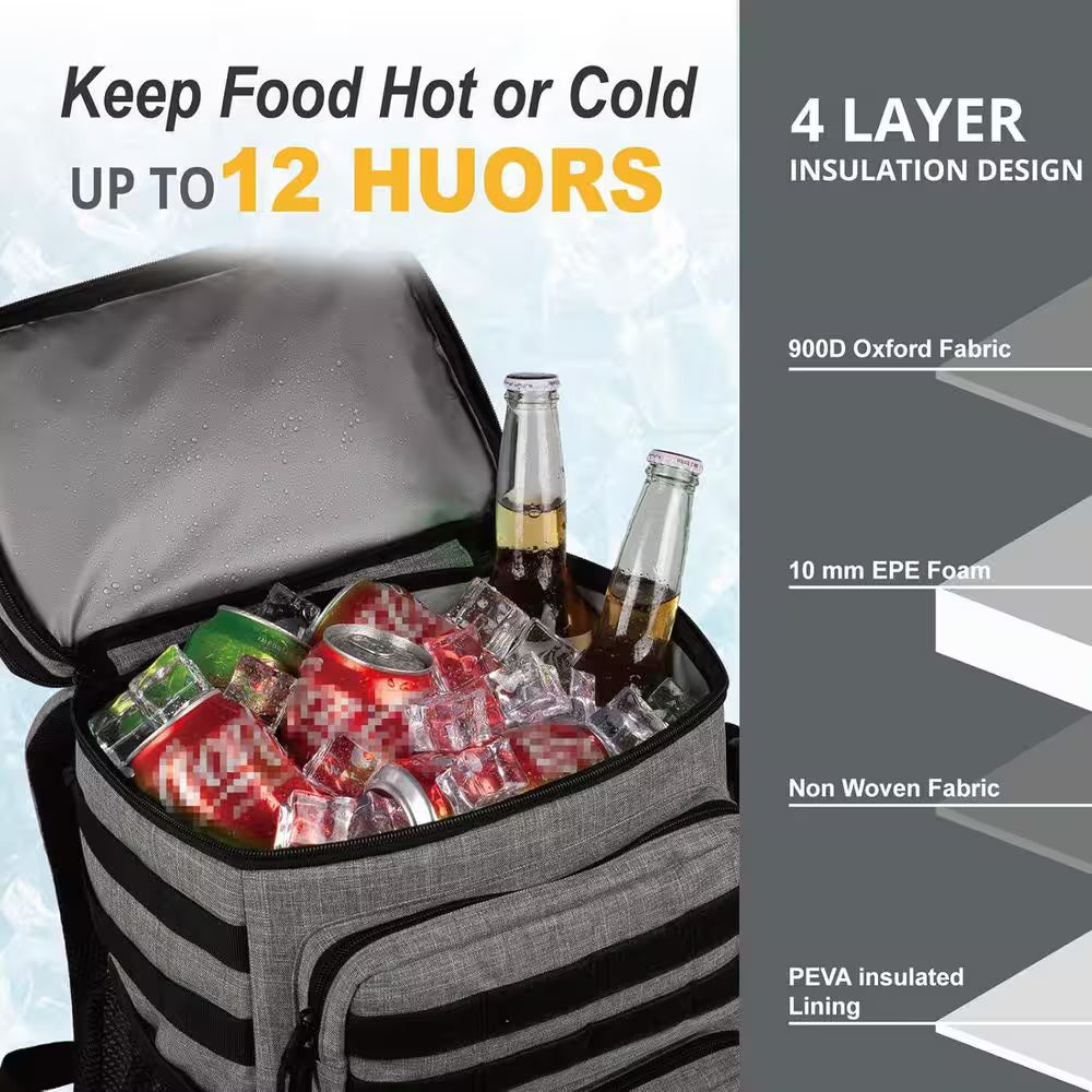 26 Qt. Soft-Side Leakproof Tactical Backpack Cooler Insulated Waterproof Bag for Beach, Travel, Camping, Hiking