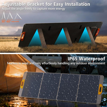 200W Portable Solar Panel, 25% High Efficiency Foldable Solar Panel Charger for Power Station, for Power Station, with Sturdy Kickstands, Fast Setup for Camping, RV, Pickup, Marine Off-Grid