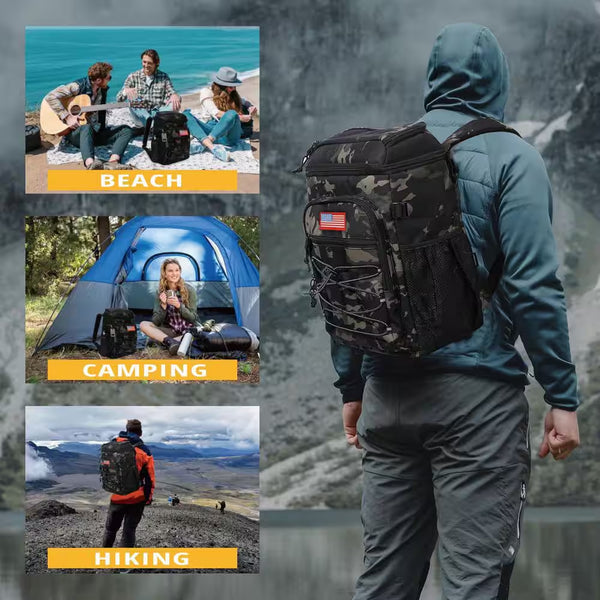 26 Qt. Tactical Insulated Leak-Proof Waterproof Heavy Duty Backpack Cooler for Outdoor Camping Hiking Beach