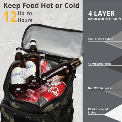 26 Qt. Tactical Insulated Leak-Proof Waterproof Heavy Duty Backpack Cooler for Outdoor Camping Hiking Beach