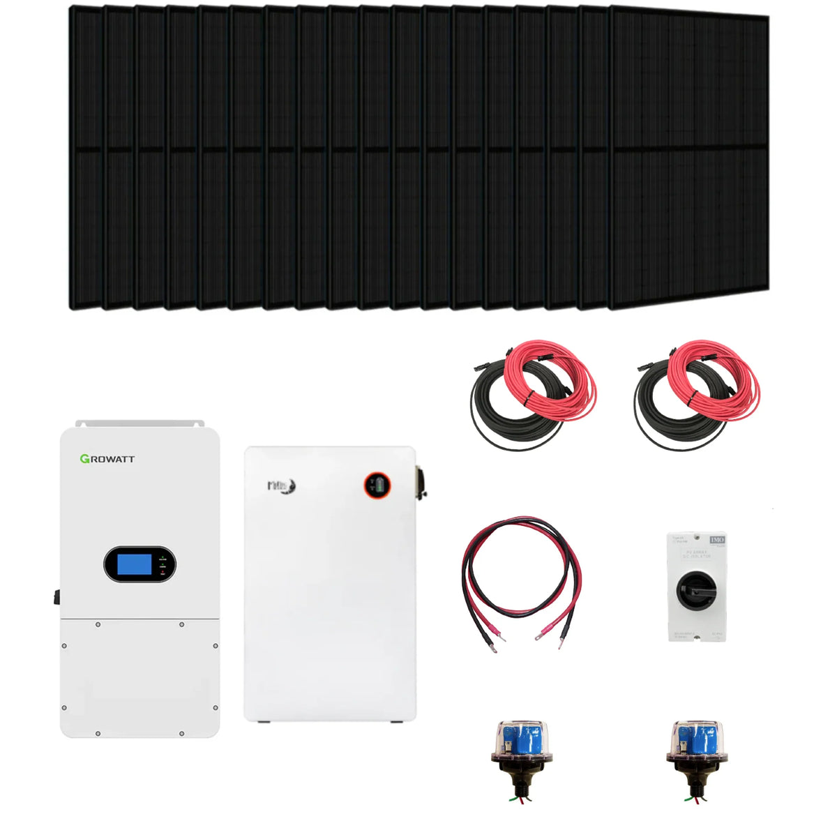 Complete Hybrid Solar Kit | Growatt SPH 10000TL Hybrid Inverter | 15kW PV Input 120/240V 10kW Output | 16.1kWh Midnite Power Lithium Powerwall | More Than 8000 Watts of Solar PV