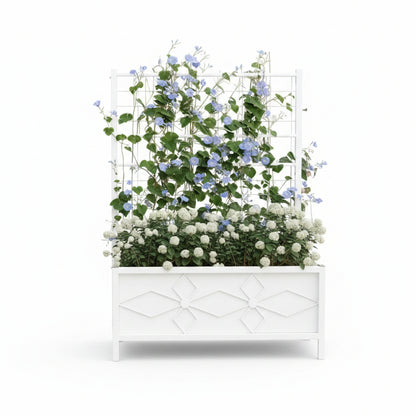 Garden Bed with Trellis, Outdoor Planter Box Galvanized Raised Garden Bed for Climbing Vines