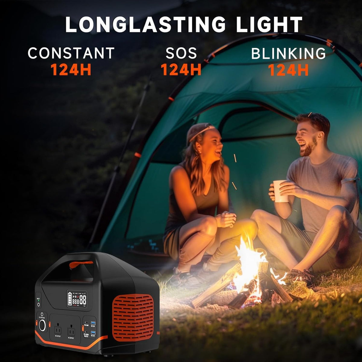 Portable Power Station 600W, 293Wh Camping Lithium Battery | Portable Generator for Home Use Emergency Power Station Backup Travel Outdoor 100W PD & 110V Pure Sine Wave AC Outlet